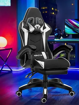 Cadeira gamer preta e branca em promoção